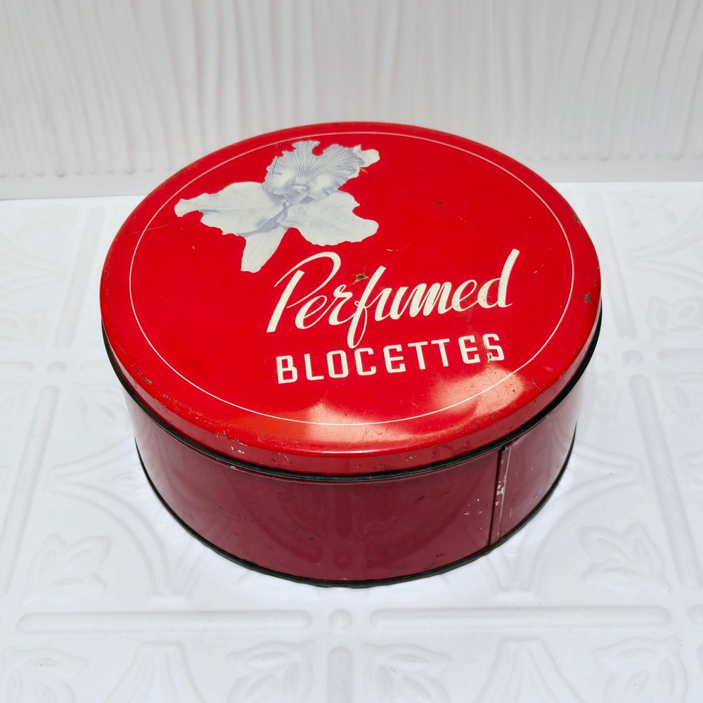 Vintage Perfumed Blocettes Tin Red‎